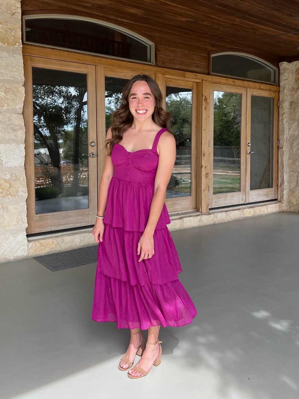 Lulu's Fuchsia Tiered Maxi Dress